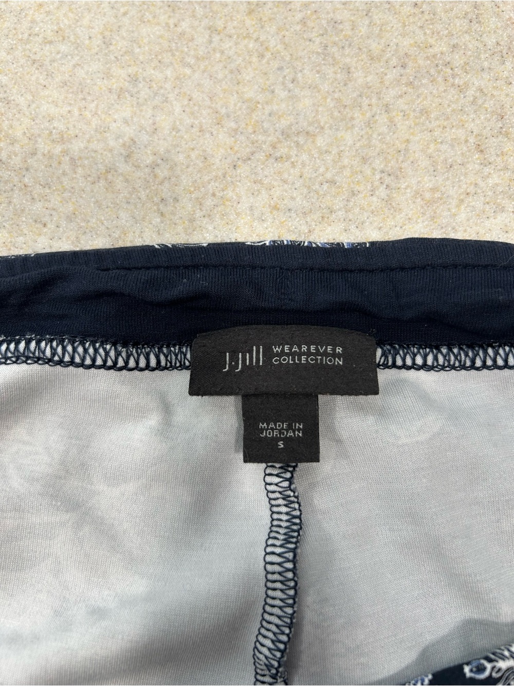 J Jill Crop Pants Womens Sz S Navy Floral Pull On Wide Leg High Rise Knit Capri - Picture 3 of 8